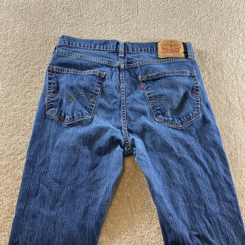 Levi's 514 Straight Fit Jeans Mens 34x32 Blue Distressed Denim‎ Western